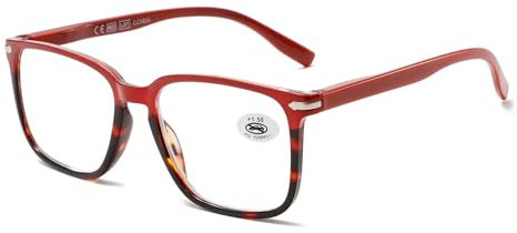 NEW VISION Lesebrille fur Damen Herren Federscharnier Brille Anti-Müdigkeit Blendfreie UV Lesehilfe NV2383 (ROT, 2.5, Dioptrien)