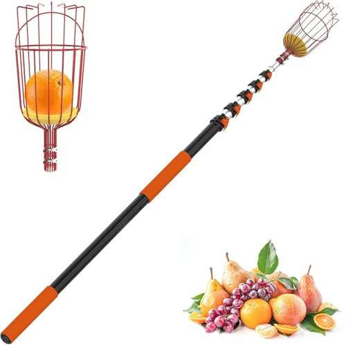 SISIUPASSIE - Recolector de frutas de 30 pies de alcance, poste recogedor de manzanas con cesta telescópica para recoger árboles frutales de manzana, limón, naranja, mango, aguacate