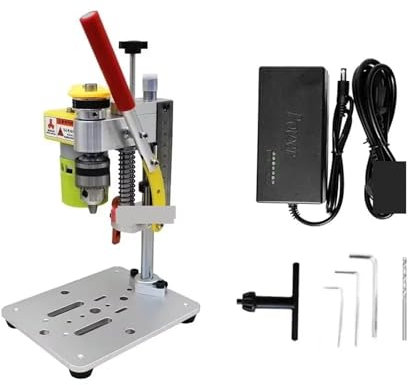 Taladro de Columna, Mini taladro de precisión de escritorio con mesa deslizante CNC, motor 795, mandril B12 for manualidades, herramientas de bricolaje, artesanías de madera, fabricación de joyas.(Set