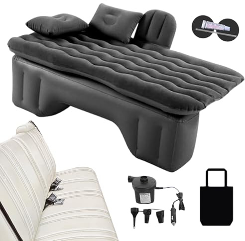 Mwqpgyh 135x70cm Inflatable Car Air Mattress For Back Seat Of Cars Camping Bed Portable Blow Up Mattress With Air Pump And 2 Pillows, Car Sleeping Beds For Car SUV, Reusable Travel Mattress