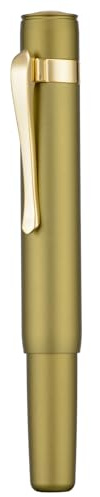 HongDian M2 Mini Black Forest Fountain Pen, Slim Nib, Slide, Elegant Shape, Travel Pen, Pocket Pen, Short Stem Aluminum Pen (Olive Green)