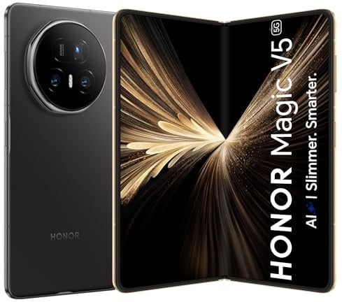 HONOR Magic V5 5G AI telefono pieghevole, senza SIM, schermo pieghevole da 8,8 mm, batteria da 5690 mAh per tutto il giorno, 16 GB+512 GB, piattaforma mobile Snapdragon 8 Elite, display Eye Comfort