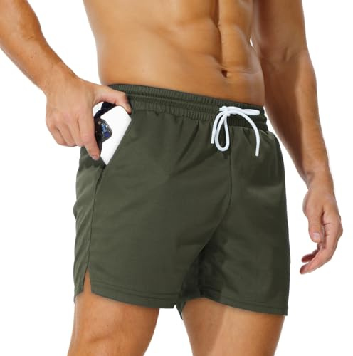 AIMPACT Sporthose Herren Kurz 5 Inch Mesh mit Taschen | Atmungsaktiv, leicht, doppellagiges mesh, elastischer Bund, Kordelzug, für Fitness, Laufen, Tennis, Basketball, Alltag