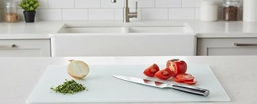 Biznest Tempered Glass White Hob Cover Plate 5 Mm Thick Rectangle Worktop Saver Non Slip Feet Dishwasher Safe Cutting Board Anti Slip Elastic Round Corner Sleek Decor 52 X 80 Cm (Hob Cover)
