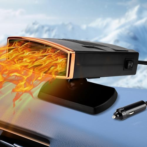 Pipihome Auto Heizung, 2 In 1 Auto Heizung Defroster, 12V 150W Autoheizung Tragbarer, Auto Heizlüfter für Auto Zigarettenanzünder 360° Drehbar Scheibenheizung für KFZ Wohnmobil