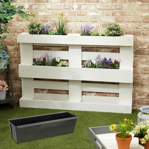 Pflanzkasten für Europalette aus Zink oder Kunststoff | 3er, 6er, 12er & 24er Set | Einsatz für Palettenmöbel & Vertikaler Garten | Balkonkasten für Blumen & Kräuter | Wetterfest (Kunstoff 6er Set)