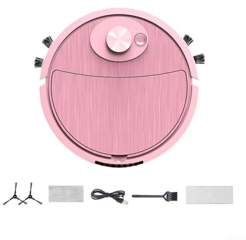 Staubsauger Roboter mit 3 Funktionen, effizienter Schmutzaufnahme, Tierhaarentfernung und leichtem Wischfunktion (8088 Rosa)