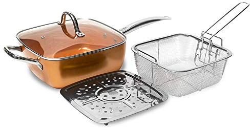 Appetitissime Multi Cook d'Lux Poêle Céramique avec Accessoires, Aluminium, cuivré, 24 cm