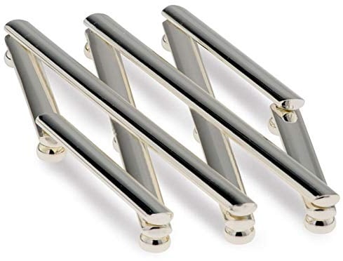 Topfuntersetzer ausziehbar - versilberte Unterlage für Töpfe & Pfannen, Metall glatt poliert, anlaufgeschützt, eckig 22 cm, stilvoller Küchenhelfer & Geschenkidee