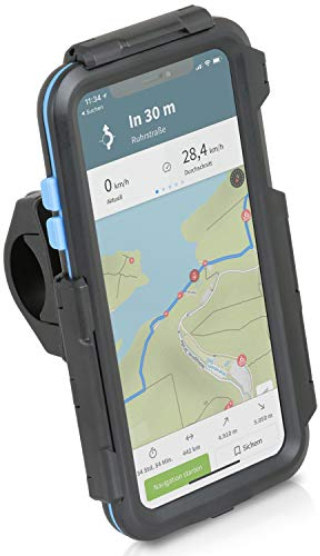 Wicked Chili Tour Case kompatibel mit iPhone XS MAX (6,5 Zoll) passgenaues Case mit Fahrrad Lenkerhalterung für Navigation (Schutz vor Regen, Ladekabelanschluss) schwarz