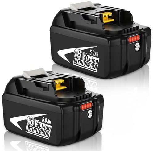 2X BL1850 18V 5.0Ah Replacement for Makita 18V Battery BL1850B BL1840 BL1830 BL1850B BL1860B battery with LED indicators