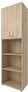 möbelando Kombi Schrank Beistellschrank Aktenschrank Standschrank Regal Büro Trio 23 Sonoma/Eiche