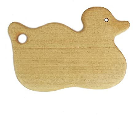 Frühstücksbrettchen aus Holz mit Tiermotiv Ente inkl. Eierhalter für Kinder, Kinderbretter