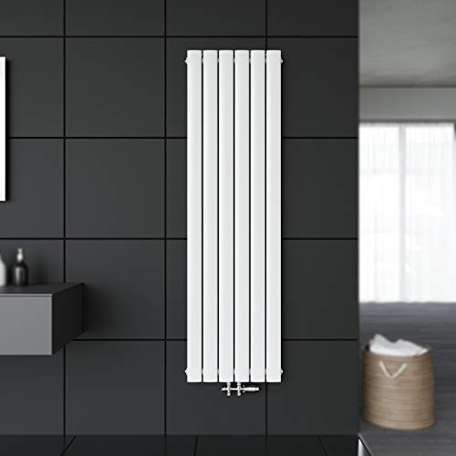SONNI Paneelheizkörper Vertikal Flachheizkörper Weiß Doppellagig 1600x462mm Heizung Heizkörper mit Weiß Multiblock Hahnblock Heizkörper Thermostat