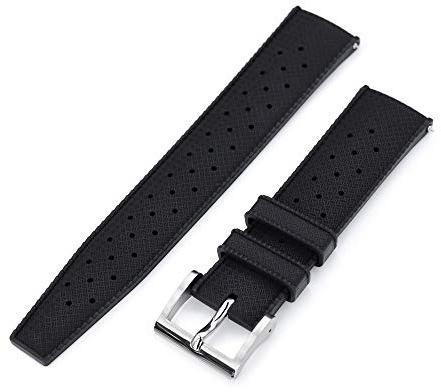 MiLTAT 20mm Schnellverschluss Schwarz Pro FKM Gummiarmband, wasserdicht