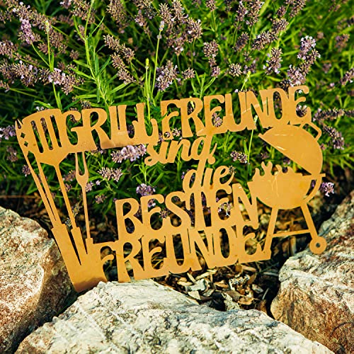 Schriftzug Grillfreunde 40 cm Edelrost Tafel Schild Dekoschild Geschenk Barbecue Grillen Schrifttafel