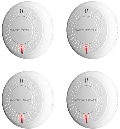 SAFE-TECH 4 Pack Wireless Interlinked Smoke Alarms for Home