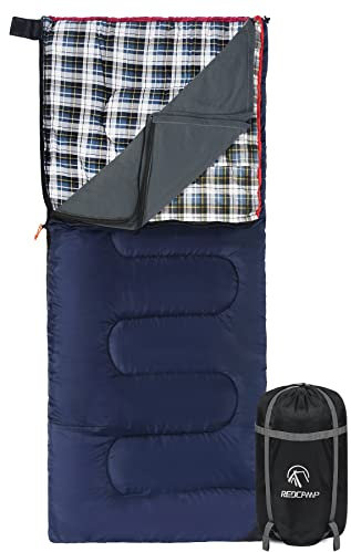 REDCAMP Outdoor-Schlafsack aus Baumwoll-Flanell mit abnehmbarem Reißverschluss-Futter, 3-Jahreszeiten, warmes und kühles Wetter, Schlafsäcke für Camping, Wandern, Rucksackreisen