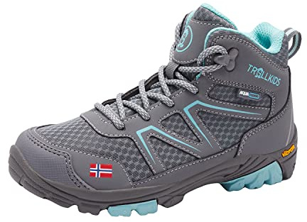 Trollkids Kids Skarvan Hiker Mid | Wasserdicht, Reflektoren für mehr Sichtbarkeit, Vibram-Sohle für sicheren Halt und Komfort