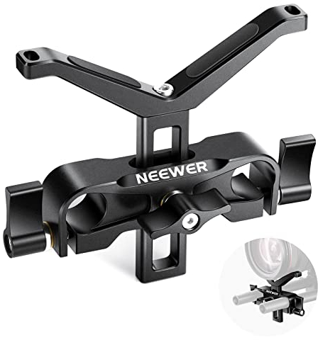 NEEWER Telephoto Long Lens Support Bracket, Y-Shaped Lens Bracket with 35mm Vertical Adjustment, Compatible with DSLR Camera Shoulder Rig with 15mm Rods - LSB35