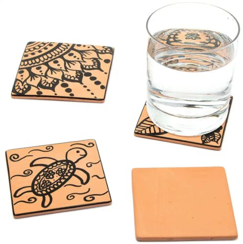 Baker Ross FC908 Quadratische Terracotta Untersetzer - 6er Pack, Terracotta zum Dekorieren für Kinder