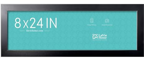 LaVie Home Marco de fotos de 8 x 24 pulgadas, color negro, marco panorámico para decoración de pared, estilo minimalista negro clásico, adecuado para decorar casas, oficinas, hoteles (paquete de 1)