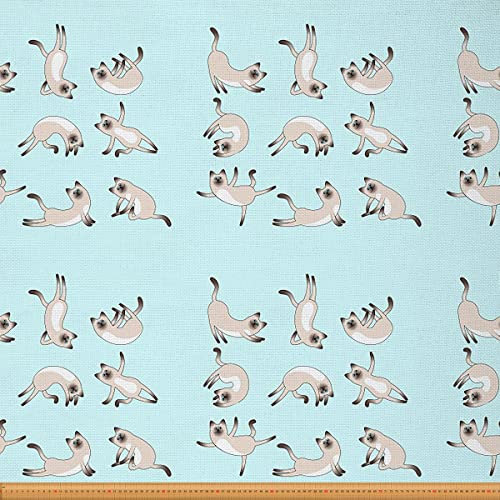 Loussiesd Karikatur Katze Stoff Meterware Kawaii Katzen Thema Polsterstoff für Stühle und Heimwerkerprojekte Geschenk für Katzenliebhaber dekorativer wasserdichter Stoff 184x150cm Hellbraun