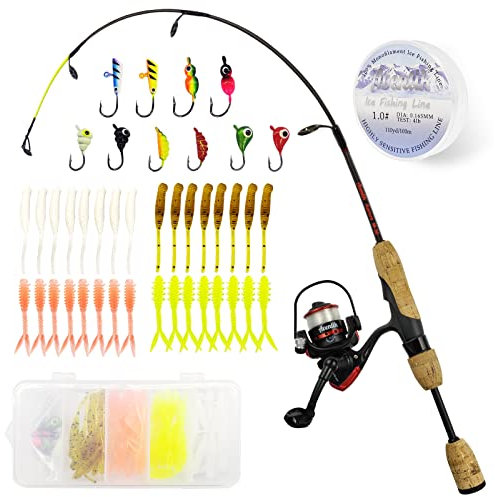 Aventik Ultraleichte Eisangelrute und Angelrolle, 66 cm, 71 cm, 76 cm, 76 cm, 81,3 cm, mittelgroß, leicht, schnelle Aktion, mehrere Arten, Eisangeln, Combos für Zander, Barsch, Panfish