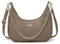 David Jones - Sac à Main Bandoulière Porté Epaule Forme Besace Banane Femme - Sac Chaînes Simili Cuir PU Rigide Porté sous Epaule Bras - Sacoche Pochette Ville Mode Tendance Elegant - Gris Taupe
