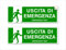 2 Adesivi USCITA DI EMERGENZA, Mis: 30x10 cm, in PVC Morbido, laminato anti UV, Cartello uscita di sicurezza, in Italiano e inglese, 2 pz