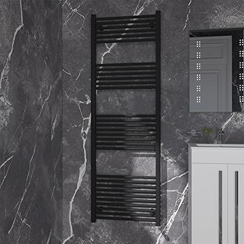 NRG Black Straight Central Heating Towel Rail Bathroom Heated Rad Radiators Ladder Warmer - 1800×600mm