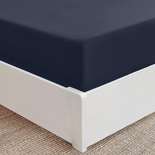 Mellanni Spannbettlaken 140x200cm Boxspringbett - Bis 30cm Matratzenhöhe - Weich, Knitterfrei, Rundum Elastisch - (140x200 cm, Marineblau)