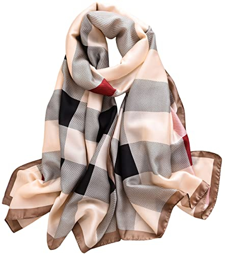 prinfantasy Damen langer bunte Seidenschal Halstuch Satin Seidentuch Schal 180 x 90 cm M180057