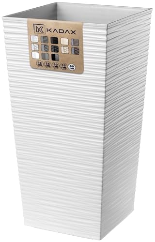 KADAX Elegante Vaso Alto per Piante da Interno ed Esterno Decorativo, Grande Fioriera in Plastica per Giardino e Balcone (Bianco, Irregolare, 75.5 cm)