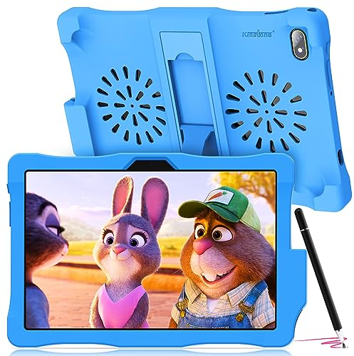 kinstone Kinder Tablet mit Hülle und Stift-Tablet 10 Zoll, Quad-core 3GB+32GB (128GB erweiterbar) 2MP+5MP Kamera, 5G WiFi,mit Kindersicherung und Kindererziehung, vorinstallierte Kinderanwendungen