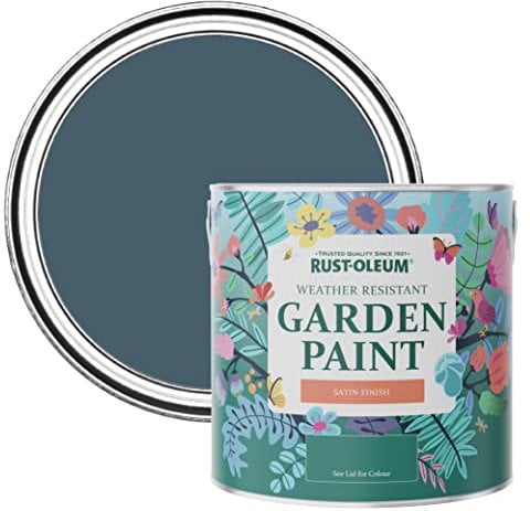 Rust-Oleum 2.5 l Satin Garden Paint - Blueprint, Mould-Resistant, Exterior, Waterproof, Blue, 100+ Shades, Made in UK, Eco-Friendly Packaging