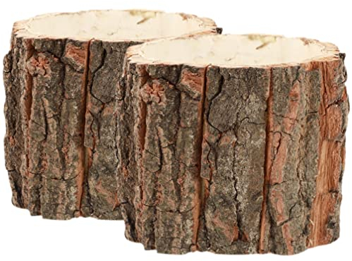 Cabilock 2st Rinde Blumeneimer Außenvase Blumenvase Aus Holz Blumenbehälter Holz Outdoor- Baumschulpflanzer Rustikale Blumeneimer Holzpflanzenhalter Hölzern Kleines Holzfass Kaktus