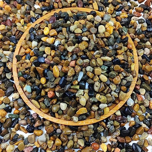 FANTIAN 20 lbs Natural Fish Tank Gravel,1/4 Inch Pea Gravel. Mixed Color River Rocks for Aquarium, Succulent, Vase, Cactus Bonsai, Plant Soil Cover and Outdoor Landscaping Rocks
