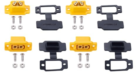 Surieen 4X Stück XT60BE-F-Steckverbinder mit Gummikappen-Abstreifern, für Lipo Akku kompatibel mit Allen XT60 Steckern, mit Goldstecker 2Pin