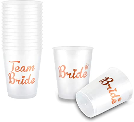 AniSqui 16 Count Bachelorette Party Bride Tribe Cups, 12oz 350ml Rose Gold Bridal Shower Coppe w/2 Bride Mugs, Addio Al Nubilato Gadget, (Hen Feste Notte, Doccia nuziale) by