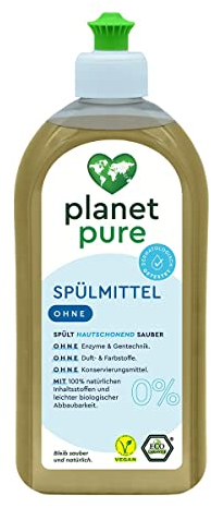 PLANET PURE Spülmittel 0% OHNE spült hautschonend sauber 100% natürliche Inhaltsstoffe