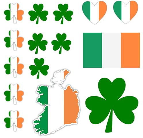 15 X Irish Iron on Transfers for Fabrics Ireland Flag Shamrock Irish Map