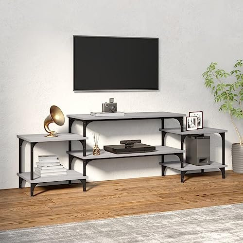 Higsose Meuble TV Design Élégant Sonoma Gris 157x35x52 cm Bois d'ingénierie Meuble de Multimédia avec Pieds Réglables Meuble de Chambre Garder Magazines DVD Autres Articles Décoration Intérieure