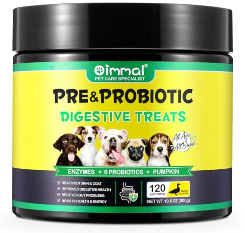 Probiotics for Dogs, 120 Chews Dog Probiotics Supplements - Supports Gut & Digestive Health, Immune Function, Gutflora Blance, Skin & Coat Health, For All Dogs
