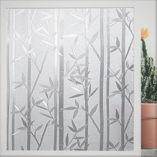 Finnez Fensterfolie Bambus Sichtschutz Folie Fenster Selbstklebend Selbsthaftend Blickdicht Klebefolie 3D Dekofolie Statisch Anti-UV für Badezimmer Schlafzimmer Küche 30 x 200cm