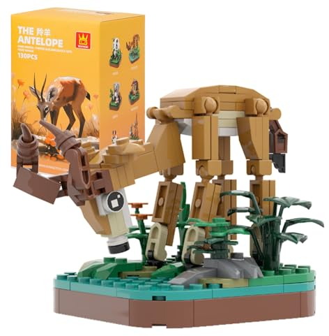 MEIEST Mini Tiere Bausteine Set, Land Tier Themed Sammlung BAU Ziegel Spielzeug, Nette Home Decors,6+(Antilope)