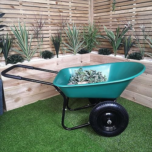 Samuel ALEXANDER Heavy Duty 2 Wheel Outdoor Pneumatic Plastic Garden Wheelbarrow in Green