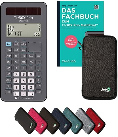 TI-30X Prio MathPrint inkl. Schutztasche Dunkelgrau & Fachbuch (80 Seiten, DIN A5) – Wissenschaftlicher Rechner – Smart Set
