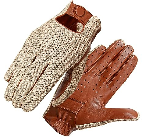 WILsem Handschuhe aus echtem Schaffell-Leder, für Herren, warm, Strick-Fäustlinge