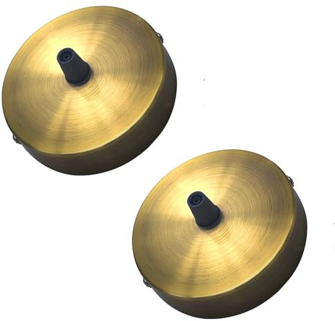 DC VOLTAGE Ceiling Rose Pendant Cable Grip Flex Clamp Plate for Light Fitting 100mm Diameter Vintage Metal Fitting Light Base UK Lighting 2Pack (Yellow Brass Sidefitting)